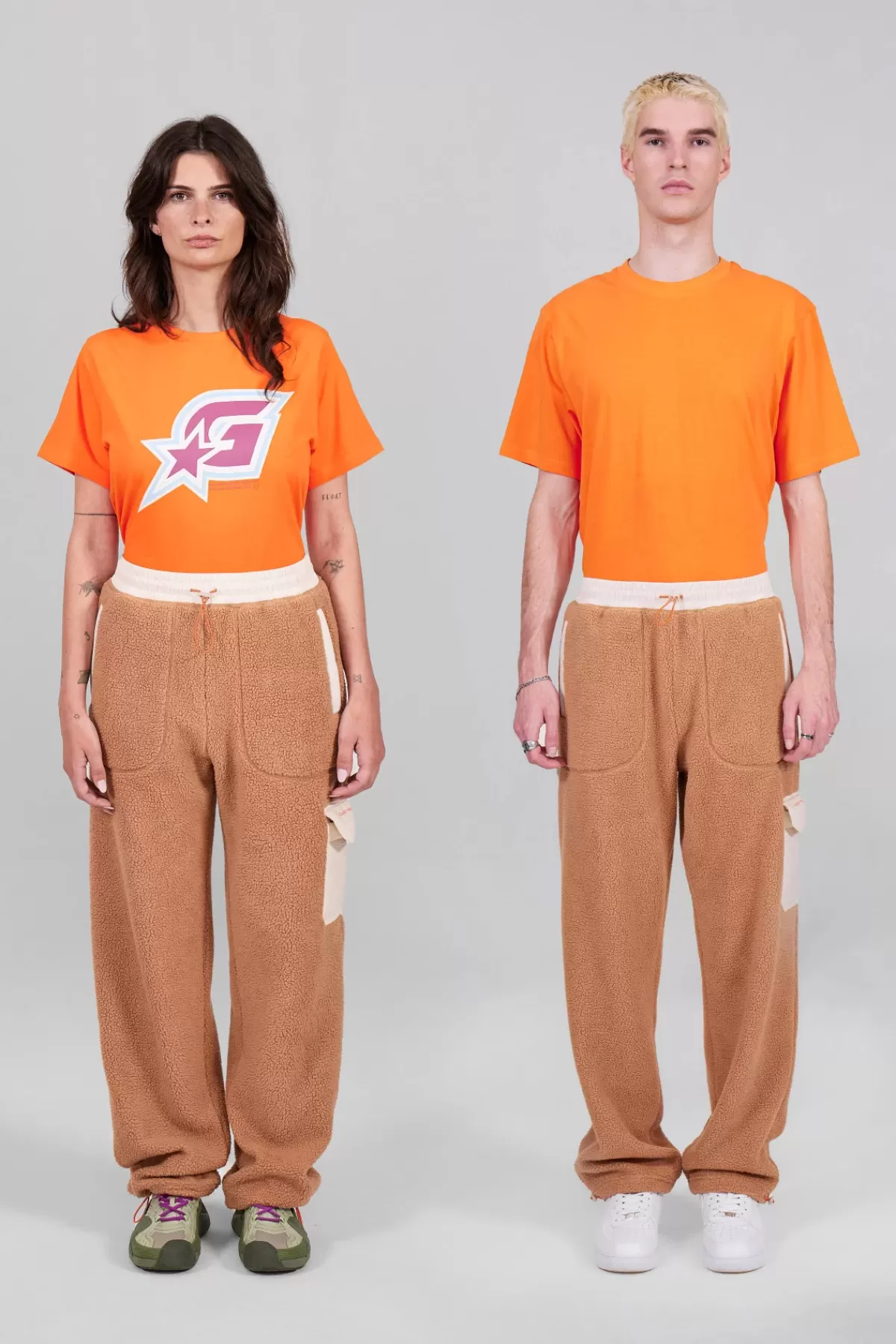 Pantalon coupe droite bicolore unisexe en sherpa Tetsuo>Gertrude Outlet