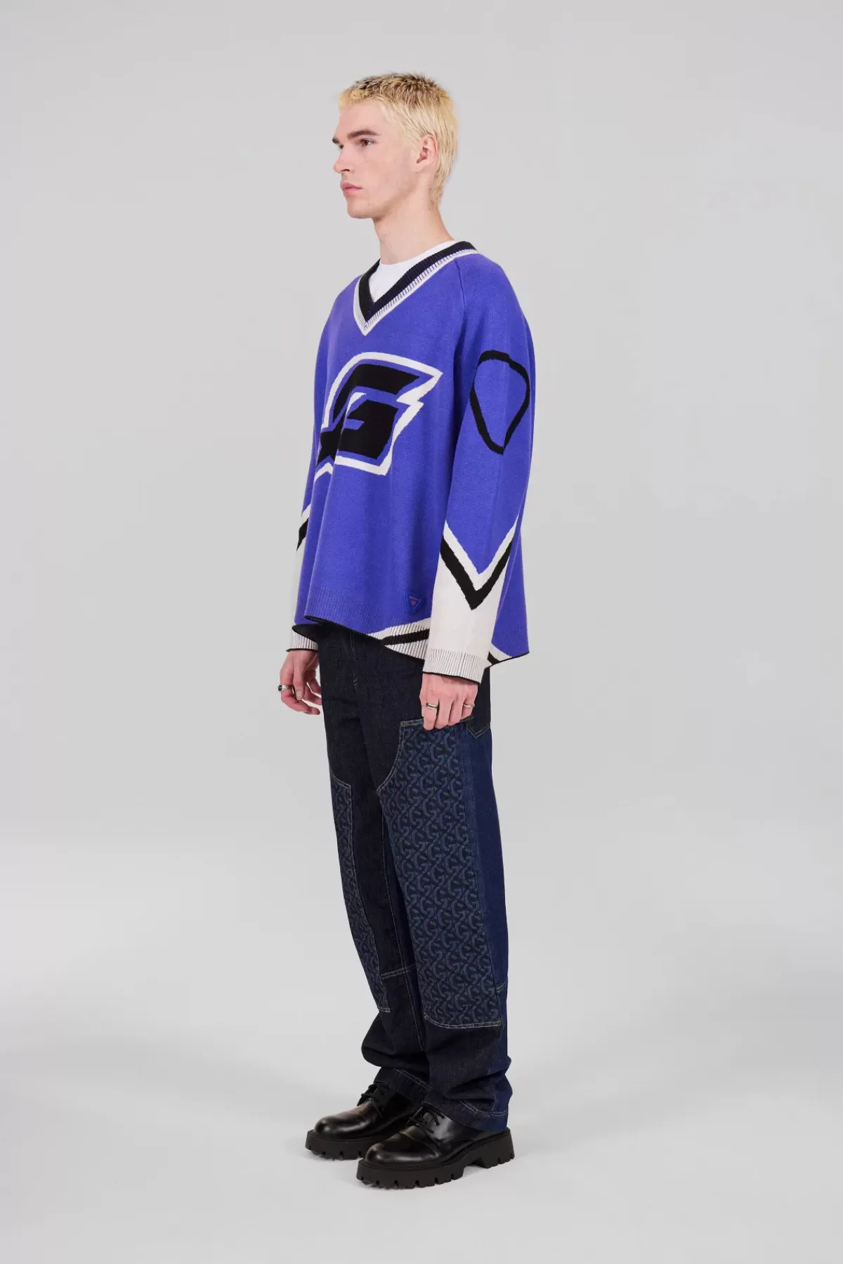 Pull baseball unisexe maille jacquard tricolore Herman>Gertrude Clearance