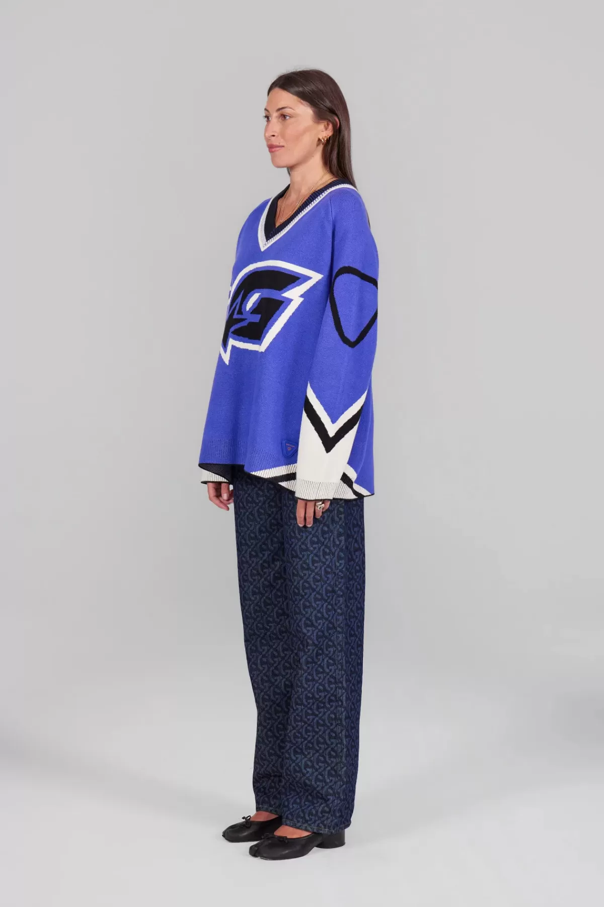 Pull baseball unisexe maille jacquard tricolore Herman>Gertrude Clearance