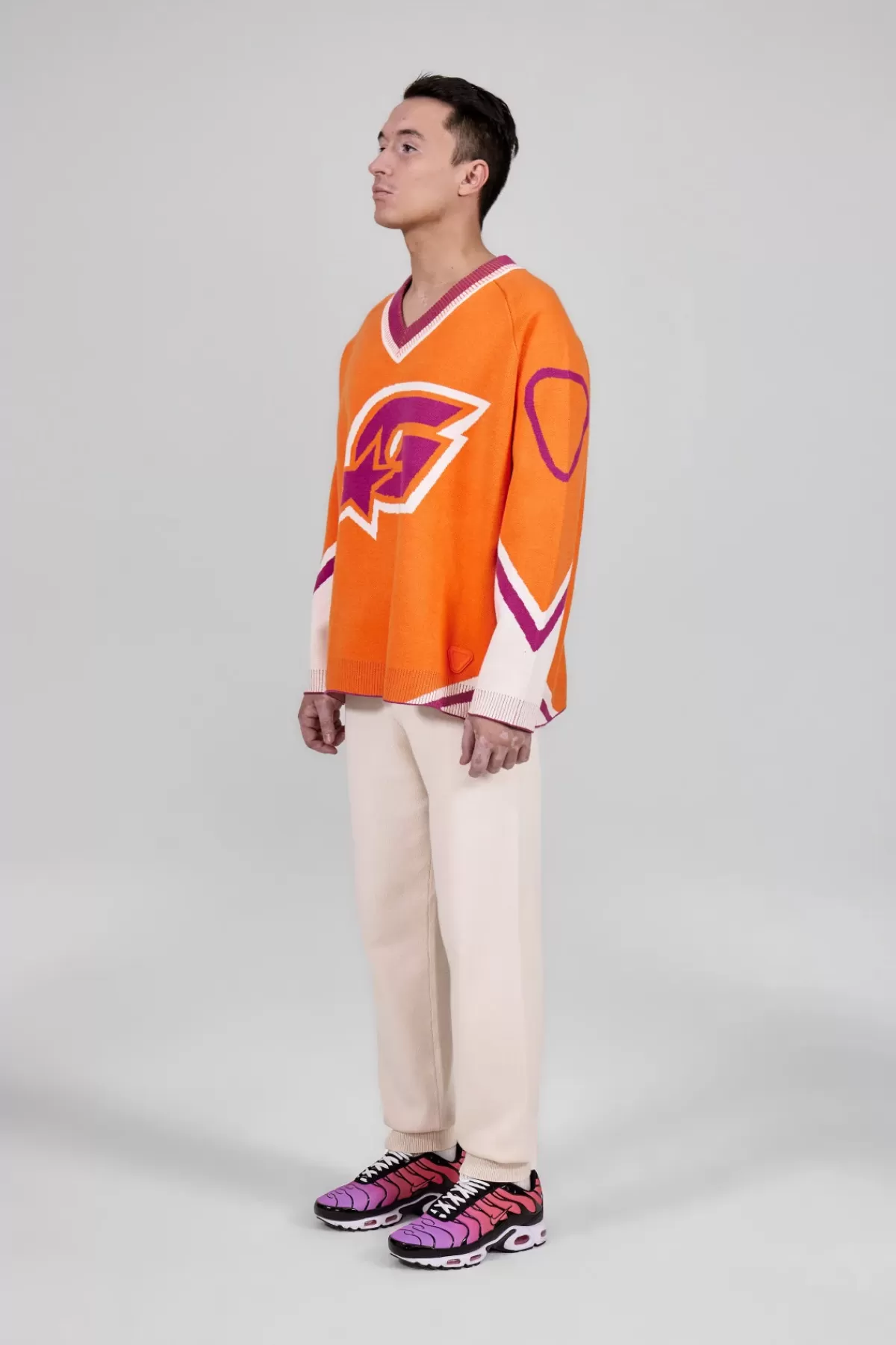 Pull baseball unisexe maille jacquard tricolore Herman>Gertrude Sale