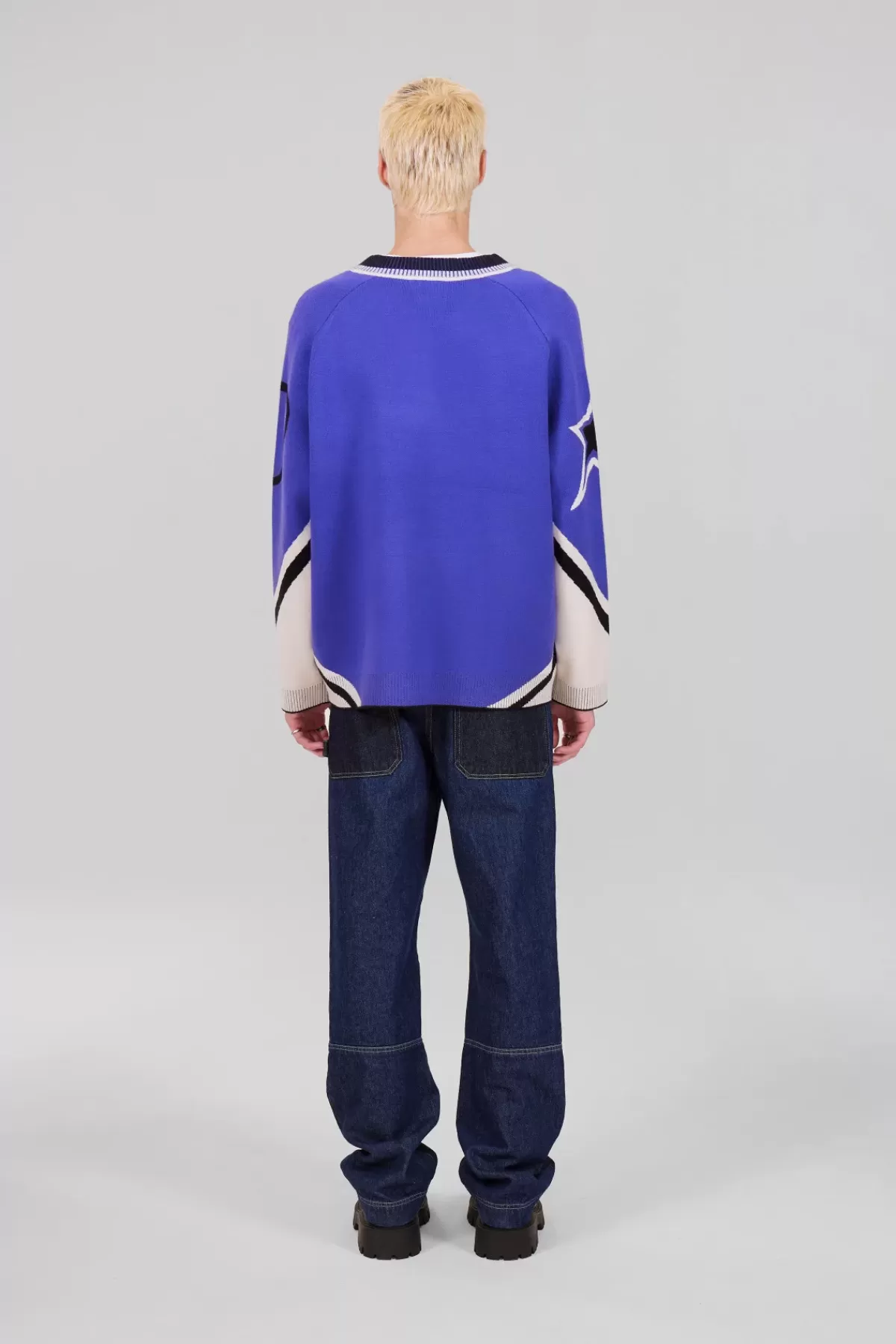 Pull baseball unisexe maille jacquard tricolore Herman>Gertrude Clearance