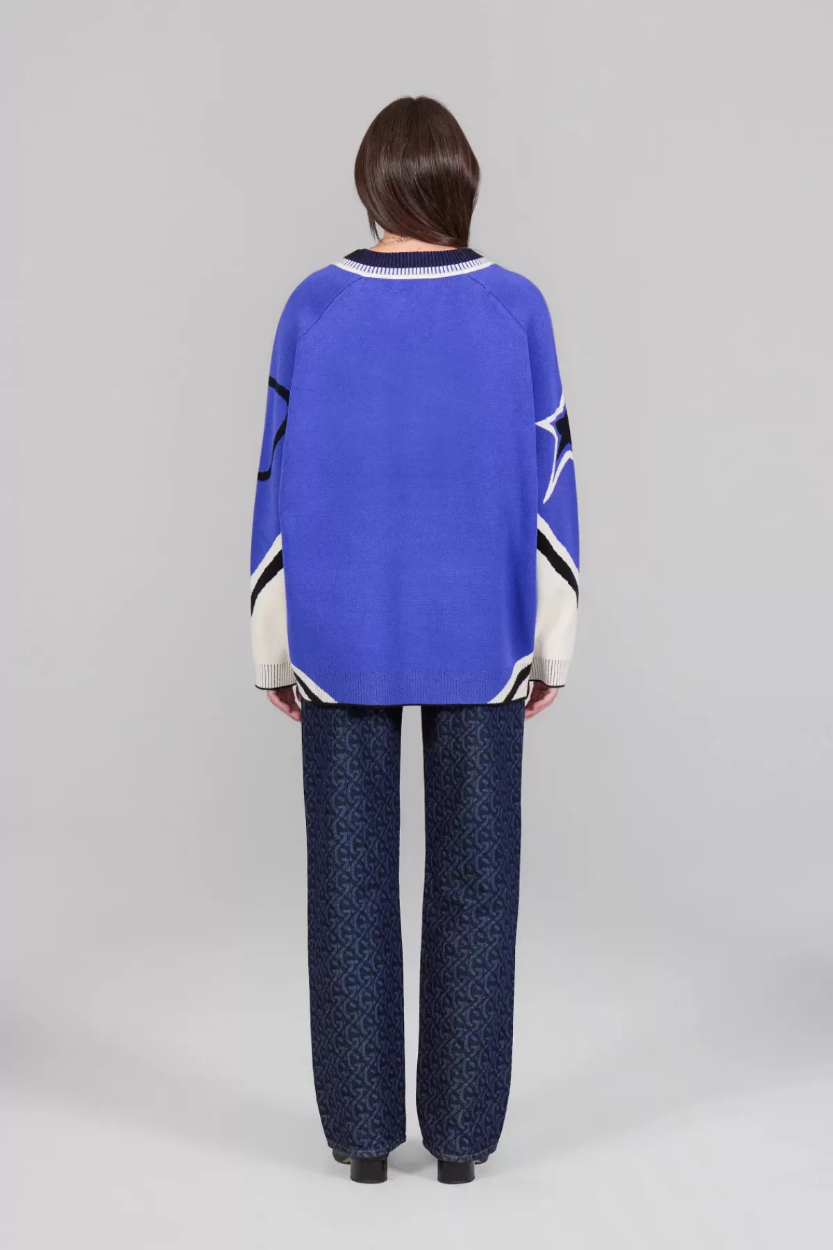 Pull baseball unisexe maille jacquard tricolore Herman>Gertrude Clearance